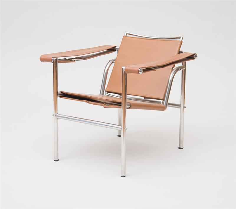 Appraisal: LCI ARMCHAIR LECORBUSIER PIERRE JENNERET CHARLOTTE PERRIAND Chrome and brown