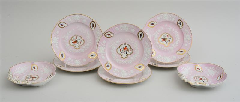 Appraisal: SET OF SIX ENGLISH PINK-GROUND PORCELAIN DESSERT PLATES AND A