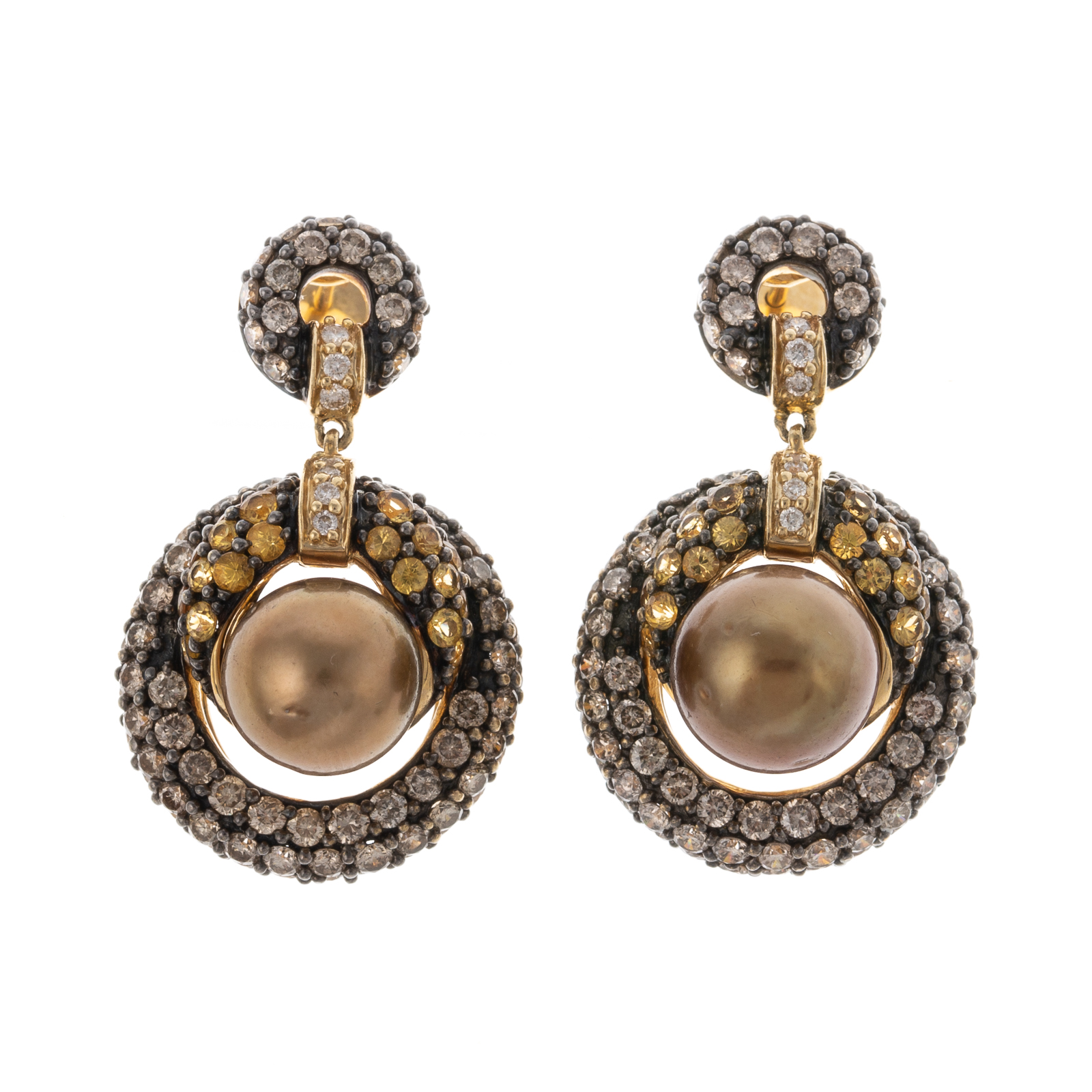 Appraisal: A PAIR OF K PEARL DIAMOND EARRINGS BY LE VIAN