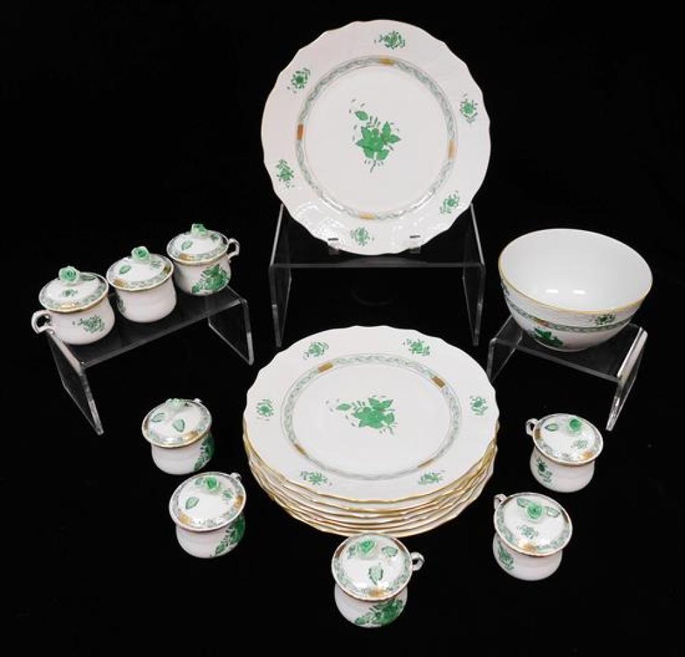 Appraisal: Herend porcelain seventeen pieces eight pot de creme with floral