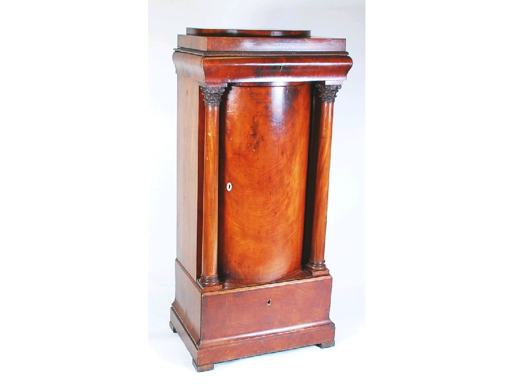 Appraisal: BIEDERMEIER TH CENTURY MAHOGANY SIDE CABINET with piano fronted frieze