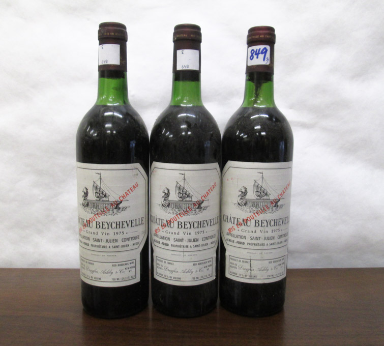 Appraisal: THREE BOTTLES OF VINTAGE FRENCH RED BORDEAUX WINE Chateau Beychevelle