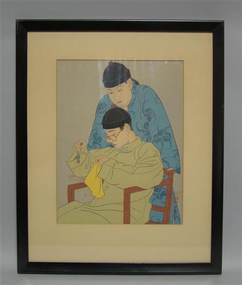 Appraisal: PAUL JACOULET FRENCH - LA BALANCE CHINOIS Color woodcut X