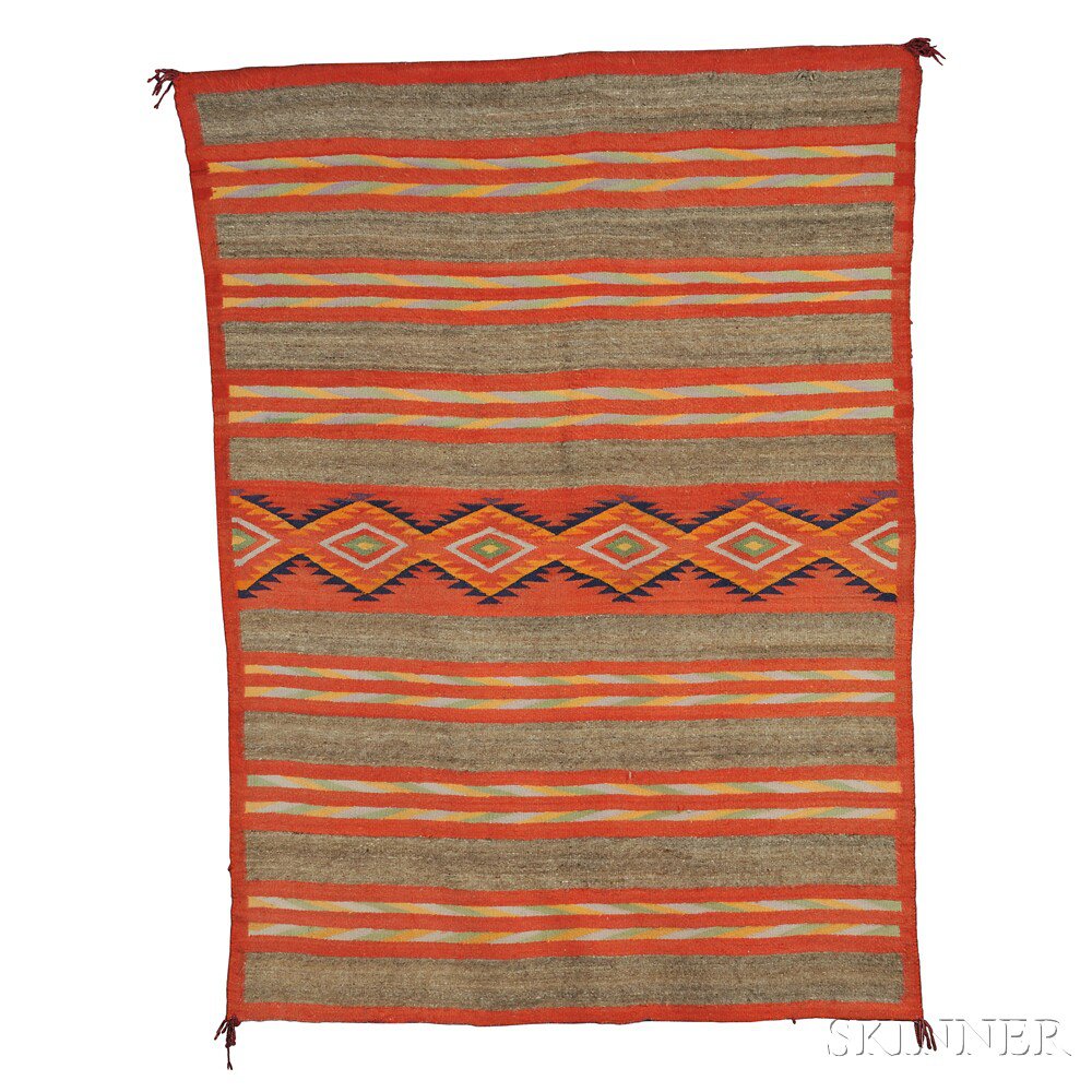 Appraisal: Navajo Transitional Weaving softly woven with natural and synthetic dyed