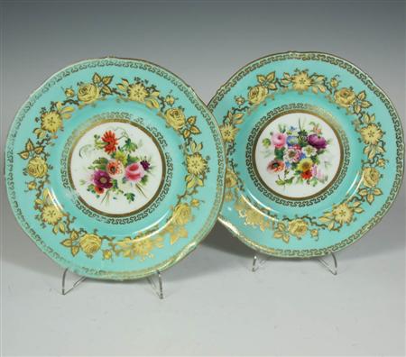 Appraisal: A th century English floral painted part dessert service each