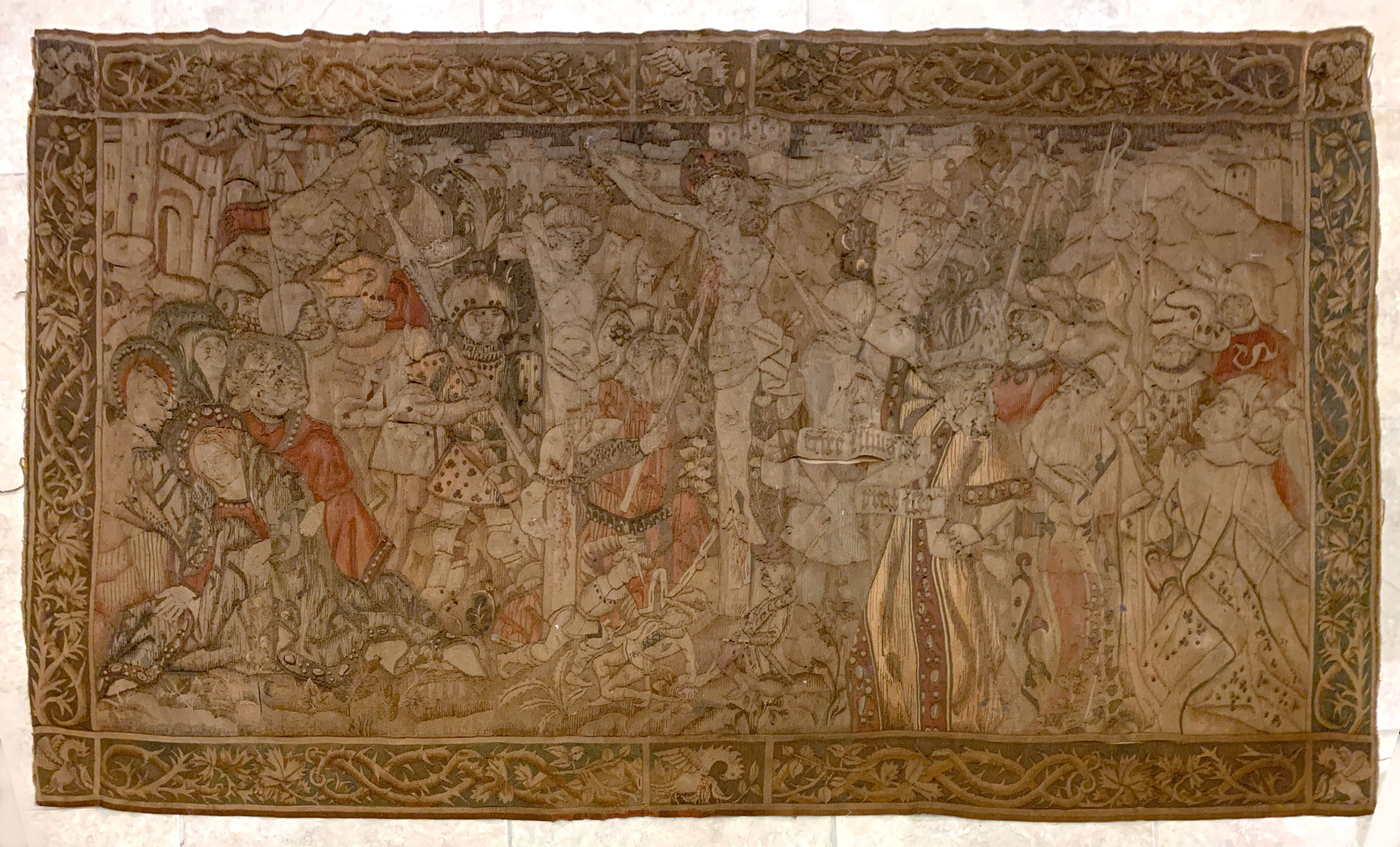 Appraisal: EARLY WELL-WORN TAPESTRY From the Chateau de Fresquiennes the Peter