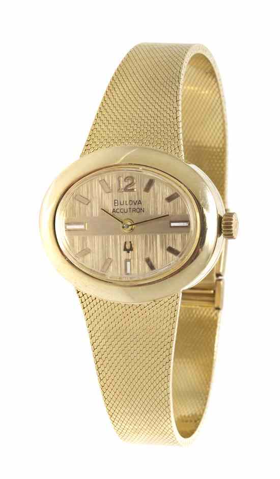 Appraisal: A Karat Yellow Gold Accutron Wristwatch Bulova x mm case