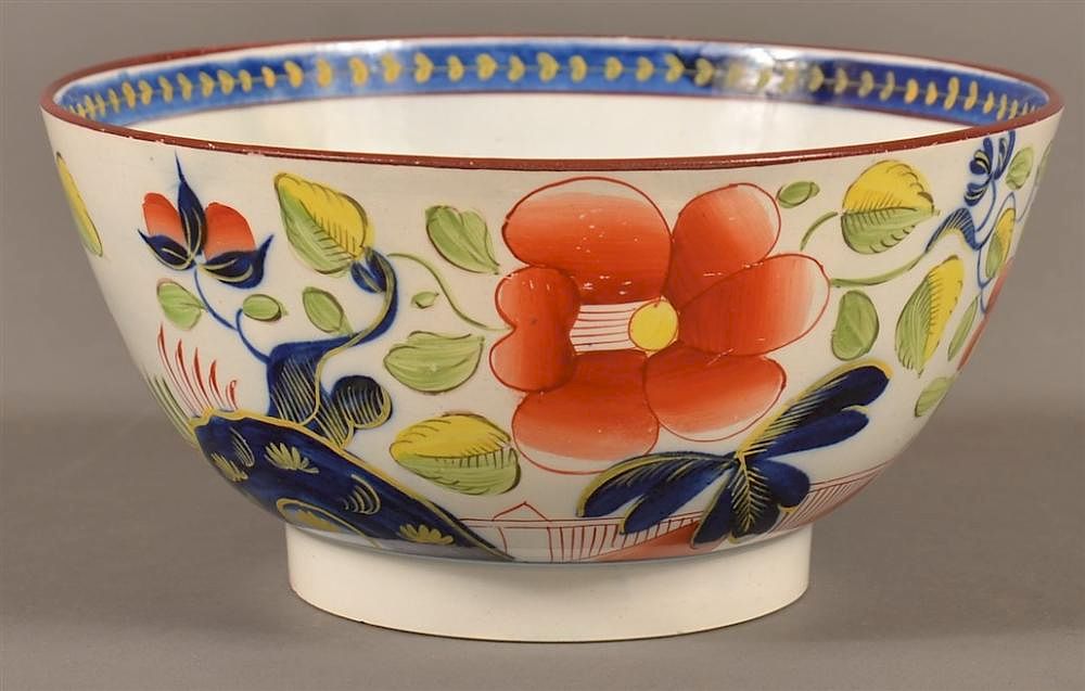 Appraisal: Gaudy Dutch Single Rose Pattern Waste Bowl Gaudy Dutch Single