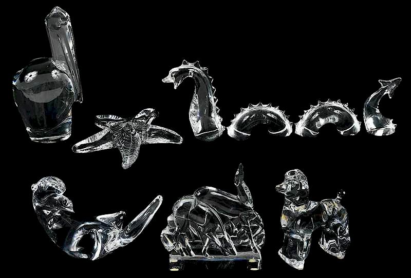 Appraisal: Six Baccarat and Steuben Crystal Animal Figures th century grazing