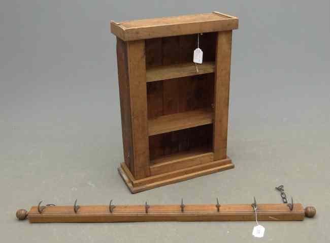 Appraisal: Lot including hanging cupboard and hook rack '' Length Sides