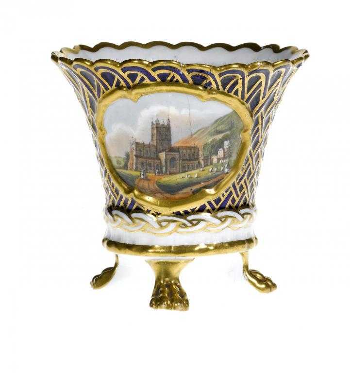 Appraisal: A BASKET MOULDED VASE GRAINGER OR WORCESTER DECORATED printed and