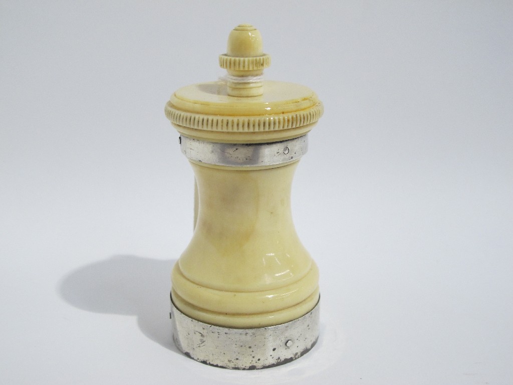 Appraisal: An ivory and silver mounted pepper mill Birmingham