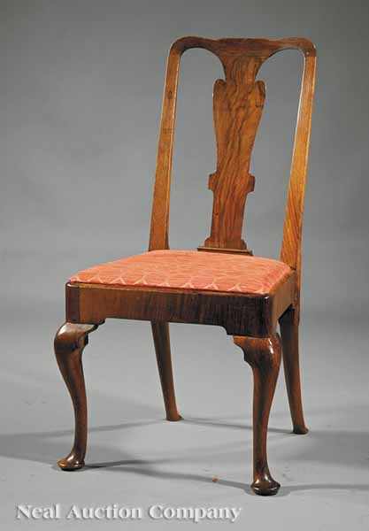 Appraisal: An Antique Dutch Queen Anne Walnut Side Chair vasiform splat