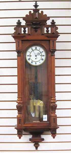 Appraisal: THREE-WEIGHT WALL CLOCK Altdeutsch style Gebruder Resch factory ''Remember'' trademark