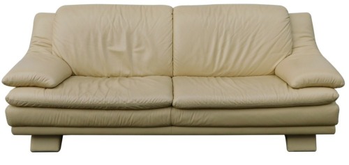 Appraisal: A cream leather three seater sofa cm high cm wide