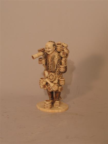 Appraisal: Japanese Carved Figure of Pot Seller H in