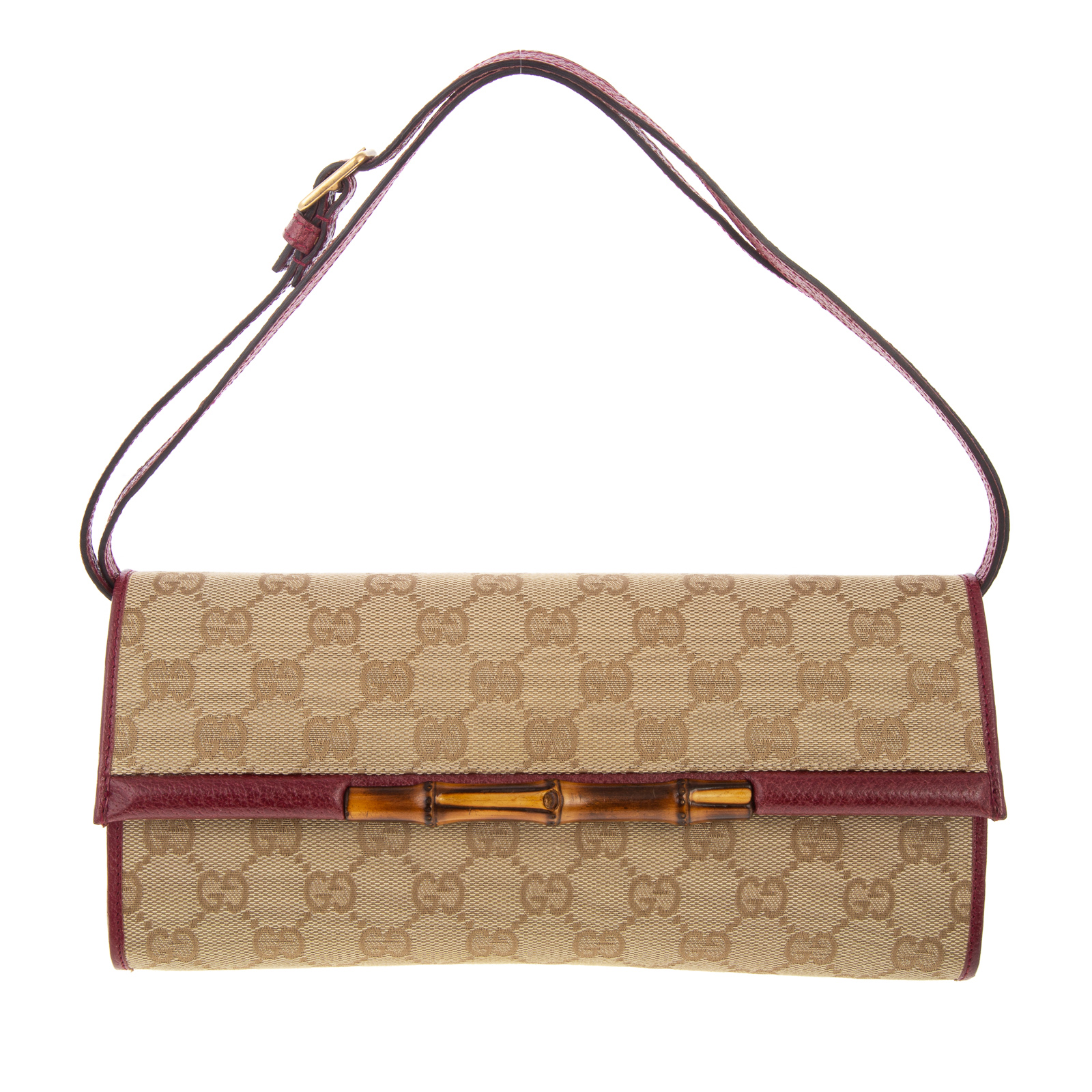 Appraisal: A GUCCI BAMBOO BAR CLUTCH A brown and tan monogram