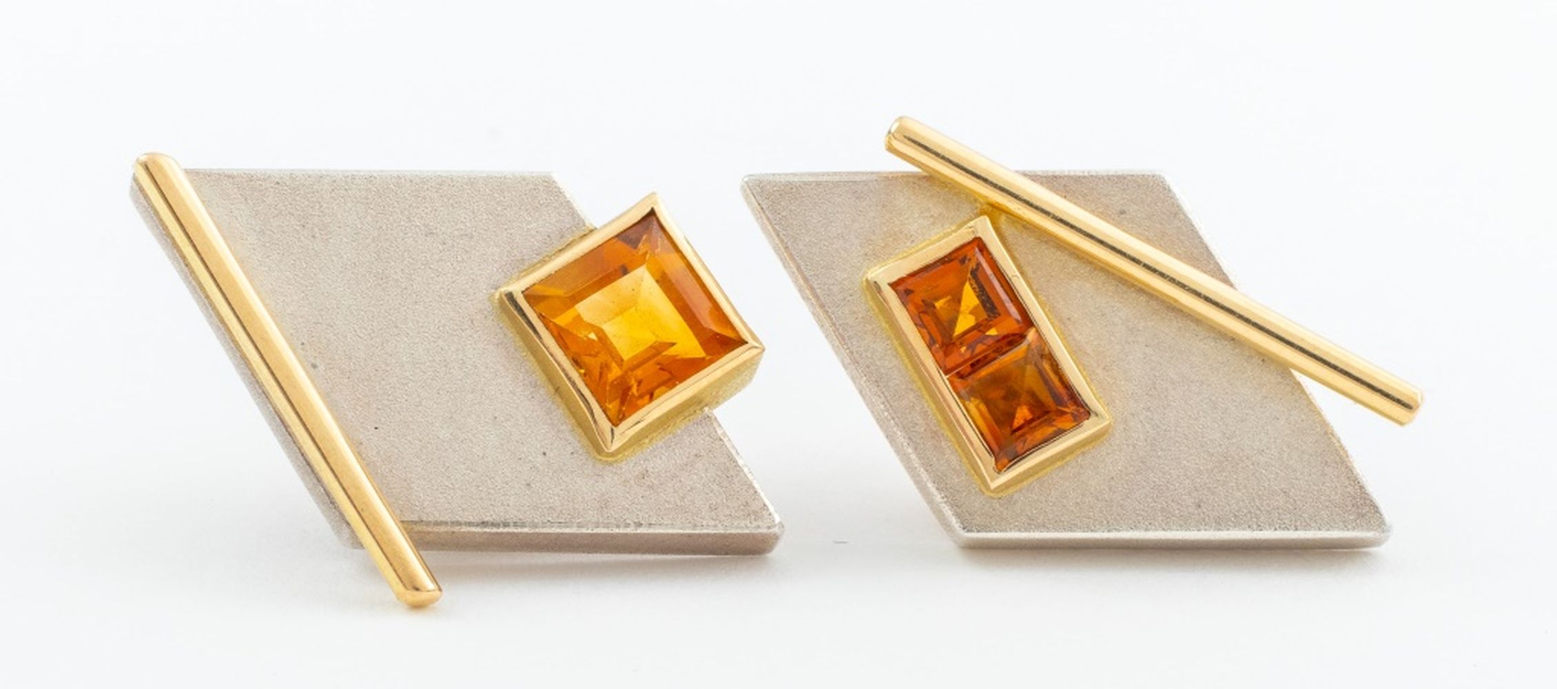 Appraisal: MODERN ART STERLING K GOLD AND CITRINE EARRINGS A pair