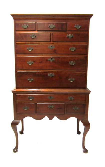 Appraisal: Queen Anne walnut high chestpennsylvania th century and later