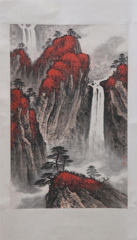 Appraisal: WEI ZIXI CHINESE TH CENTURY Mountain Landscape with Trees Ink