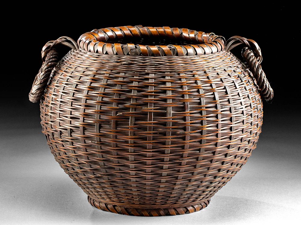 Appraisal: th C Japanese Bamboo Woven Takeami Basket East Asia Japan