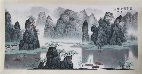 Appraisal: BAI XUE SHI Chinese b - MOUNTAINS AND LI RIVER