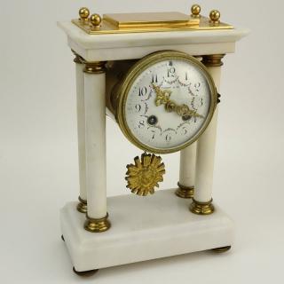 Appraisal: Tiffany and Co France Marble and Brass Mantle Clock Tiffany