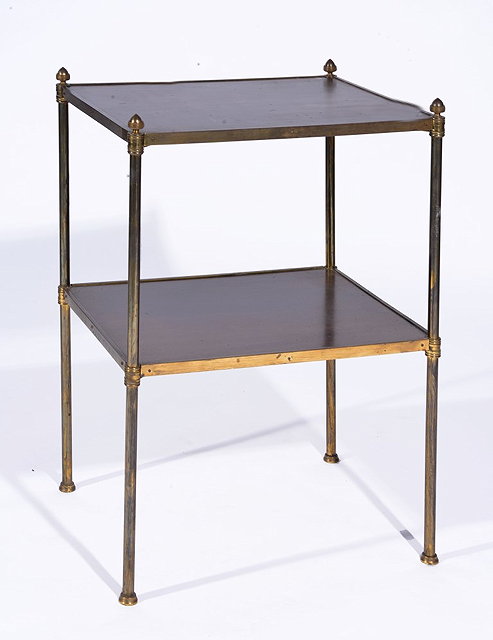 Appraisal: A SIMILAR MAHOGANY AND BRASS TWO TIER OCCASIONAL TABLE cm