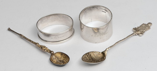 Appraisal: TWO GILT COMMEMORATIVE SPOONS with original box together with two