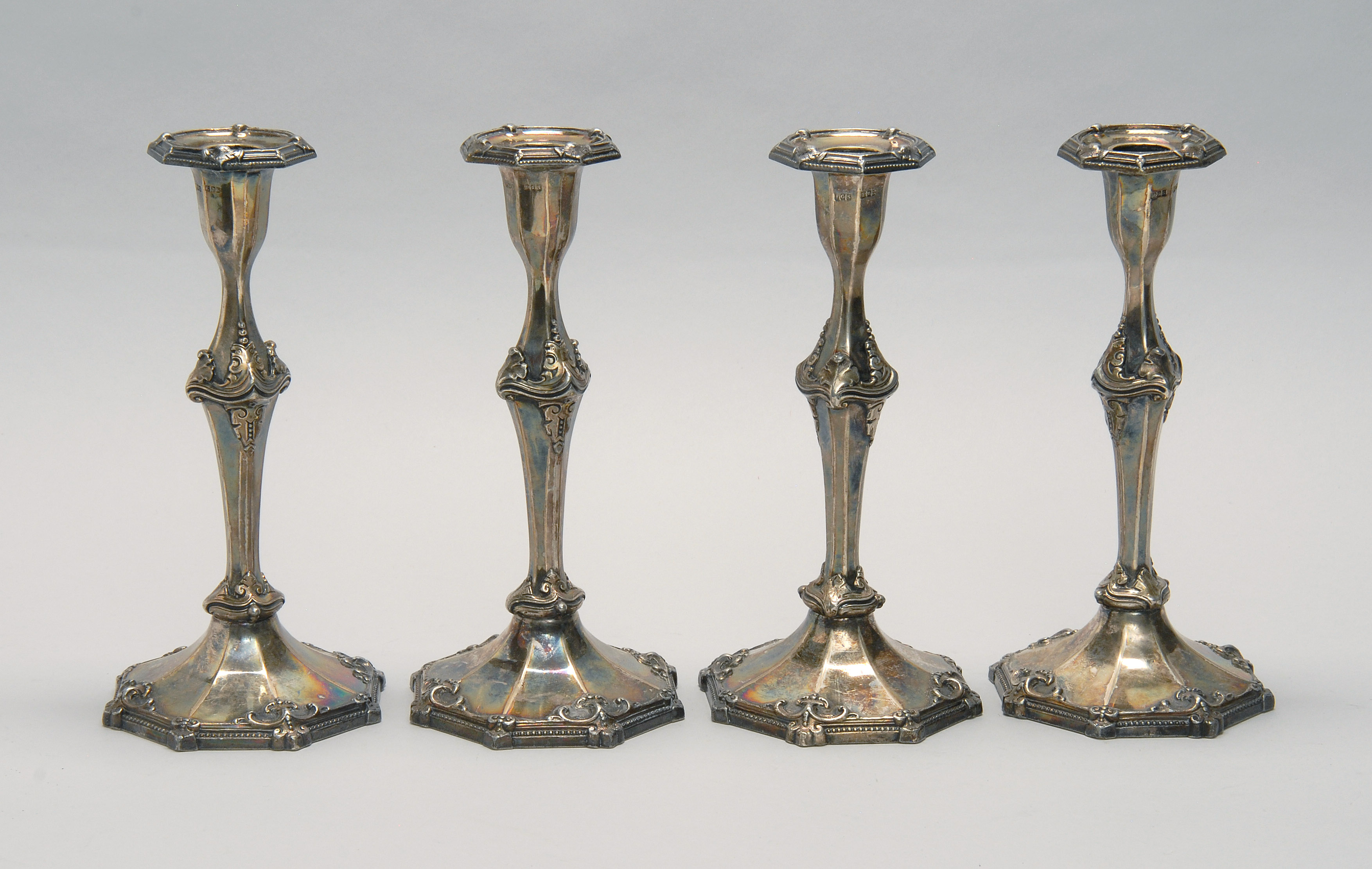 Appraisal: SET OF FOUR DIXON SONS SILVER PLATED CANDLESTICKS Mid- th