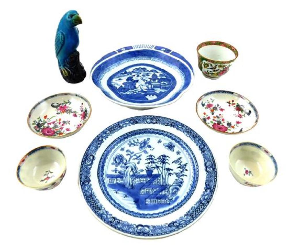 Appraisal: ASIAN Chinese export porcelain eight pieces th C bird with