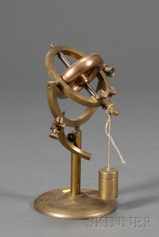 Appraisal: Brass Demonstration Gyroscope by Griffin London the turned base with