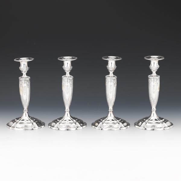 Appraisal: FOUR GORHAM STERLING SILVER CANDLE HOLDERS Four sterling silver candle