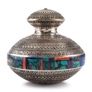 Appraisal: Daniel Sunshine Reeves Din b Sterling Silver Lidded Jar with