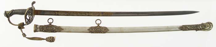 Appraisal: PRESENTATION HIGH GRADE FOOT OFFICER'S SWORD TO CAPT Later a