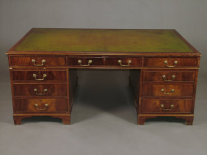 Appraisal: A mahogany twin pedestal partners desk early th century the