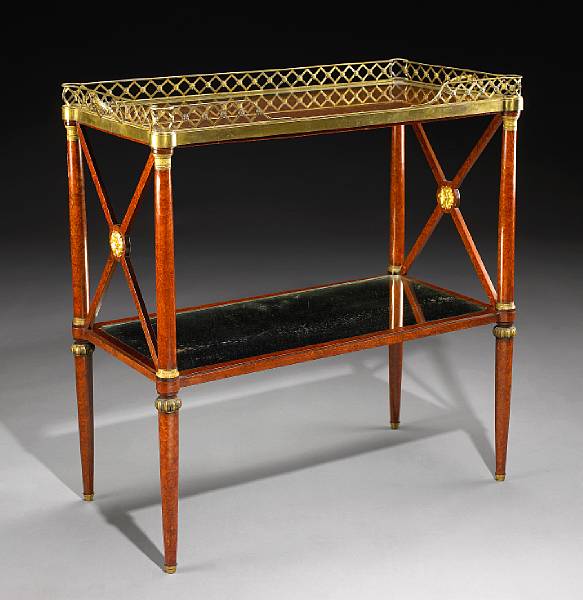 Appraisal: An Empire style gilt bronze mounted burlwood etagere late th