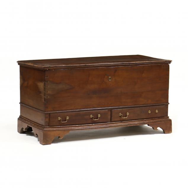 Appraisal: SOUTHERN CHIPPENDALE WALNUT BLANKET CHEST Late th century yellow pine