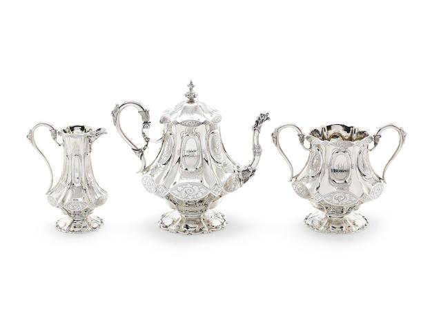 Appraisal: A Victorian silver three-piece tea service by Martin Hall Co