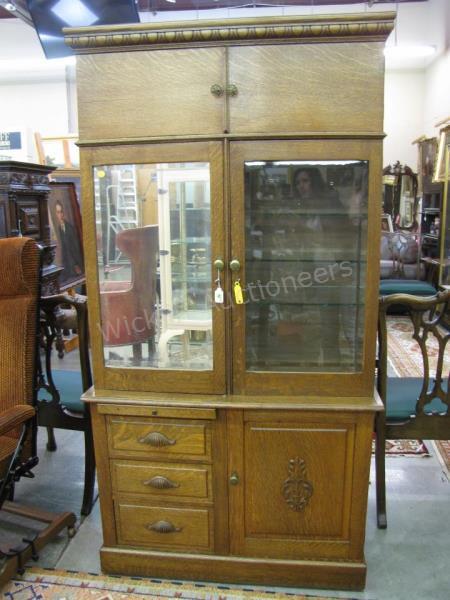 Appraisal: Antique Golden Oak Dental Cabinet top section with open storage