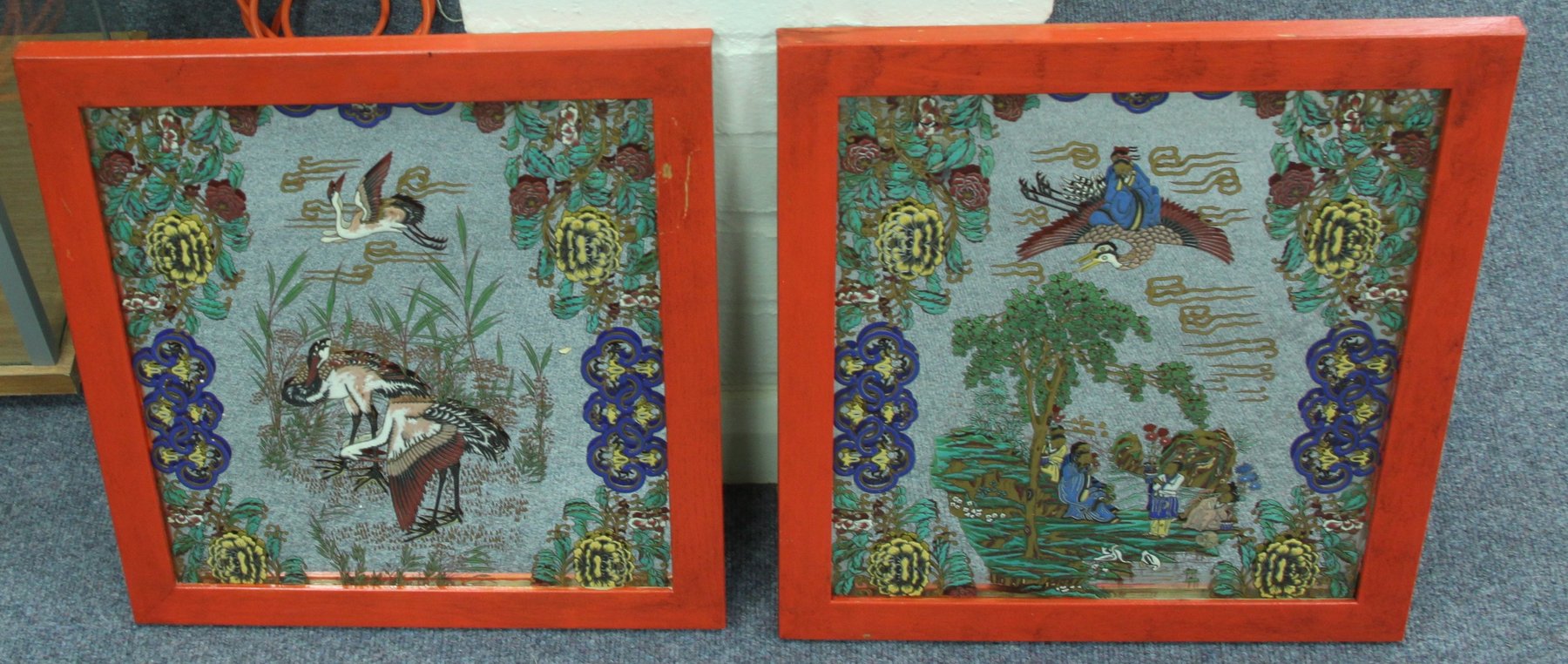 Appraisal: A pair of Oriental mirrors cm x cm x