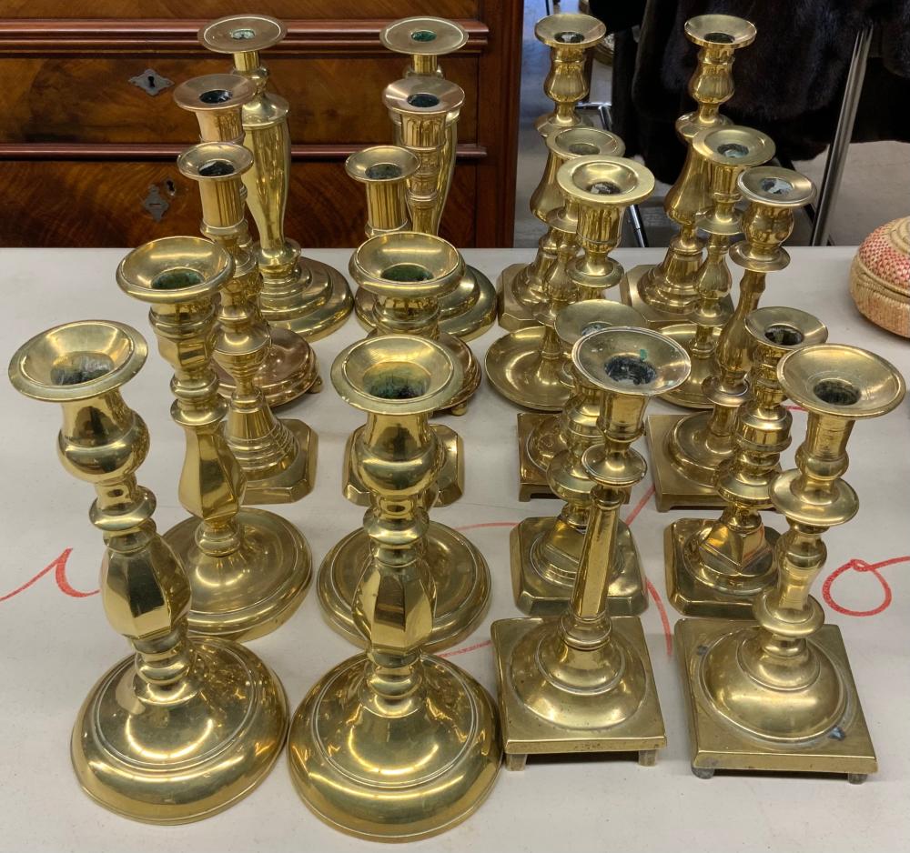 Appraisal: Ten Pairs of Brass Candleholders