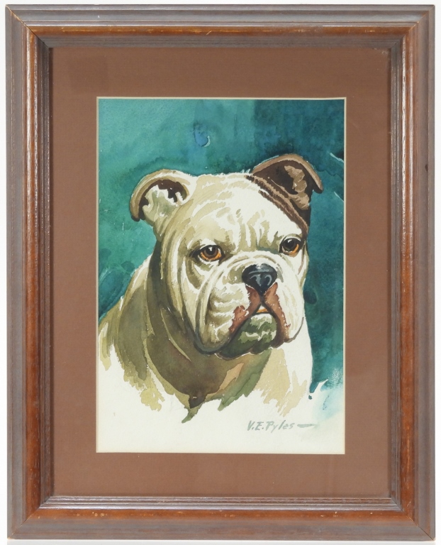 Appraisal: VIRGIL E PYLES ENGLISH BULLDOG WC PAINTING United States -