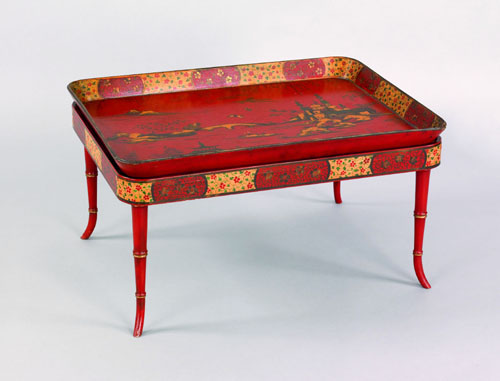 Appraisal: Chinese red lacquerware tray top table late th c h