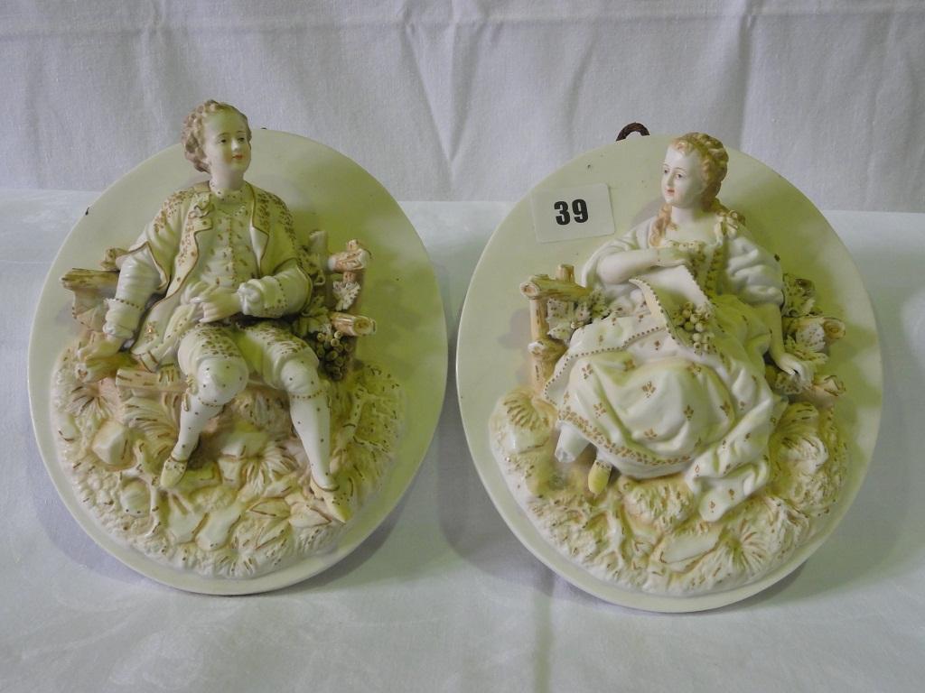 Appraisal: A collection of continental ceramics including a pair of oval