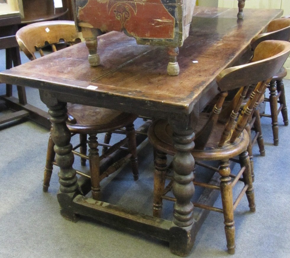 Appraisal: An oak refectory table baiscally th century the double plank