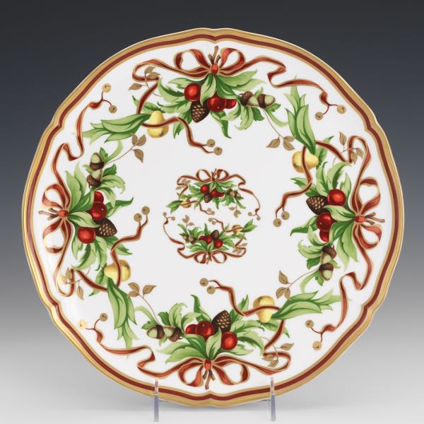 Appraisal: TIFFANY HOLIDAY SERVICE PLATE Tiffany Co festive painted porcelain charger