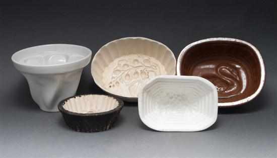 Appraisal: Five assorted Staffordshire ceramic jelly and pudding molds th and