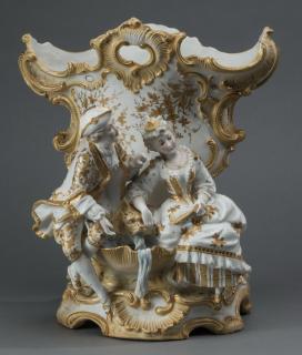 Appraisal: Porcelain centerpiece in the Meissen taste h Porcelain figural centerpiece