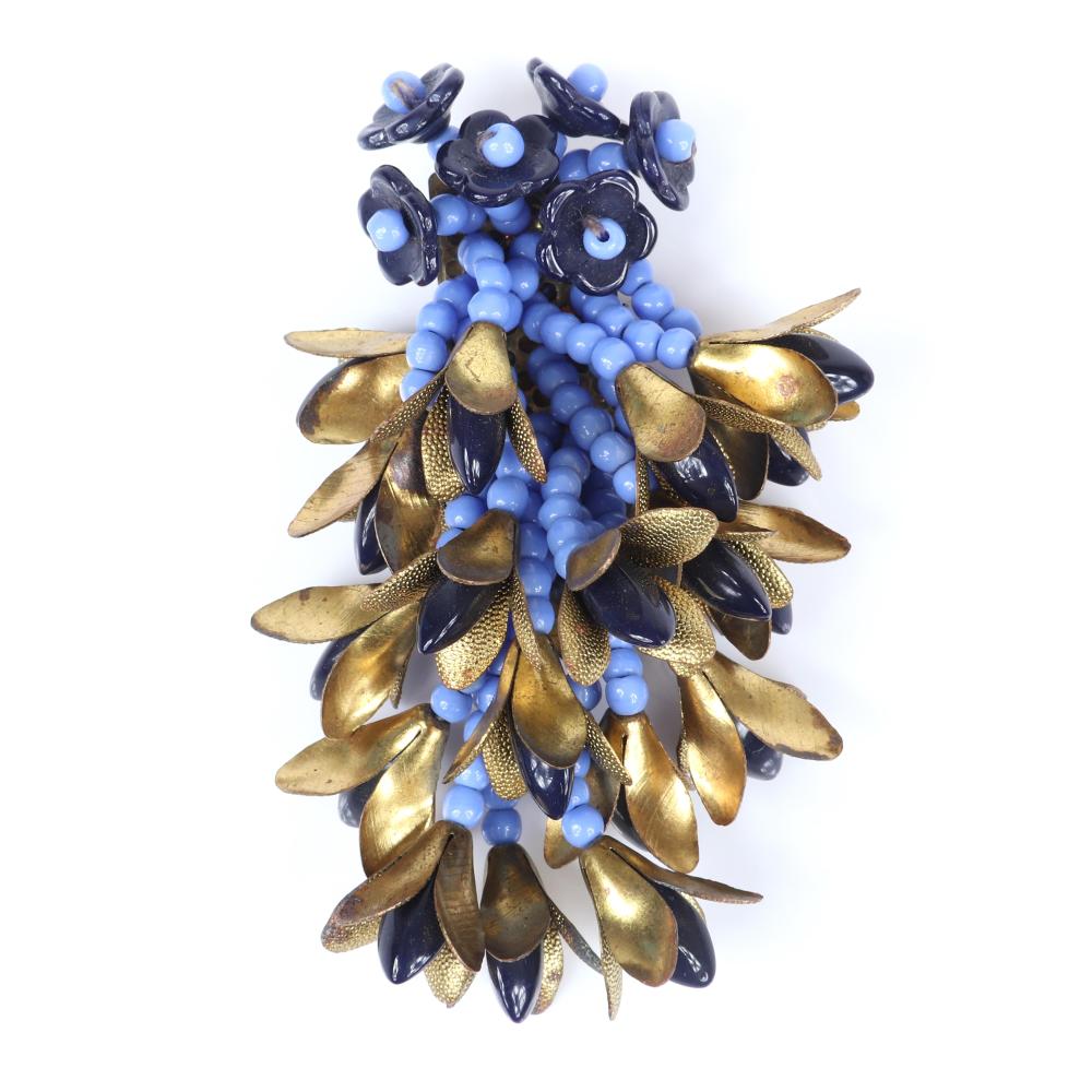 Appraisal: MIRIAM HASKELL EARLY UNSIGNED CASCADING FLORAL DRESS CLIP WITH LIGHT